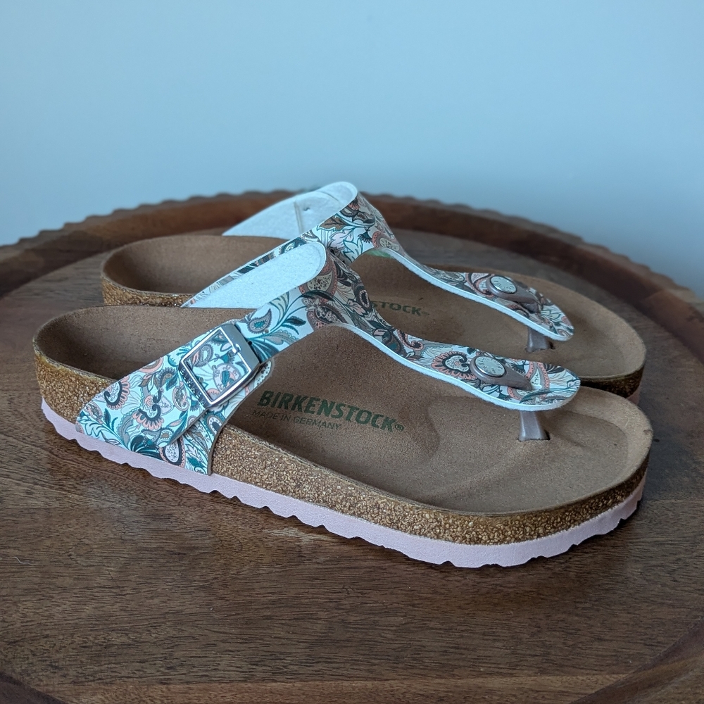 NEW Birkenstock Gizeh Vegan Rose Paisley Birko-flor-Regular Fit Size 39 L 8 M 6